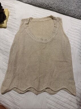 Knit Sleeveless Tank Top in Light Beige